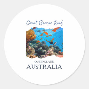 Pegatina Redonda Gran Barrera de Coral Queensland Australia Recuerd