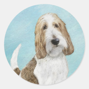 Pegatina Redonda Gran Basset Griffon Vendeen - Arte Perro Original