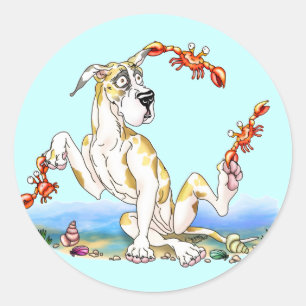 Pegatina Redonda Gran Cangrejo Dane Kinda Fawnequin