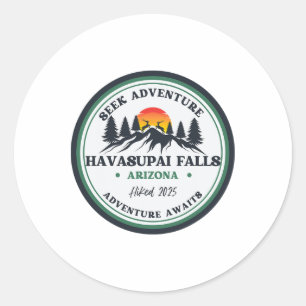Pegatina Redonda Gran Cañón Havasu Falls Arizona Senderismo Camping