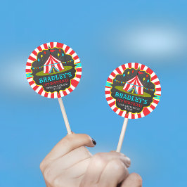 Pegatina Redonda Gran carnaval de Circo Superior Primer cumpleaños