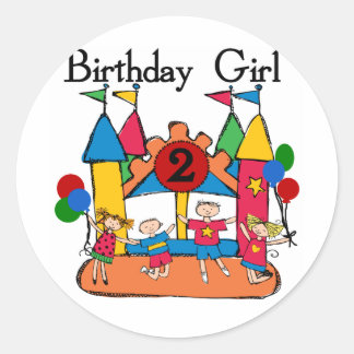 Pegatina Redonda Gran Chica  2º cumpleaños camisetas y regalos