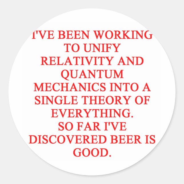 Pegatina Redonda gran chiste de física (Anverso)