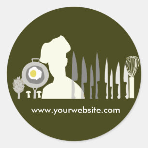 Pegatina Redonda Gran cocinero que cocina el sistema