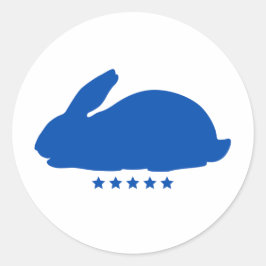 Pegatina Redonda Gran conejo Silloute en azul