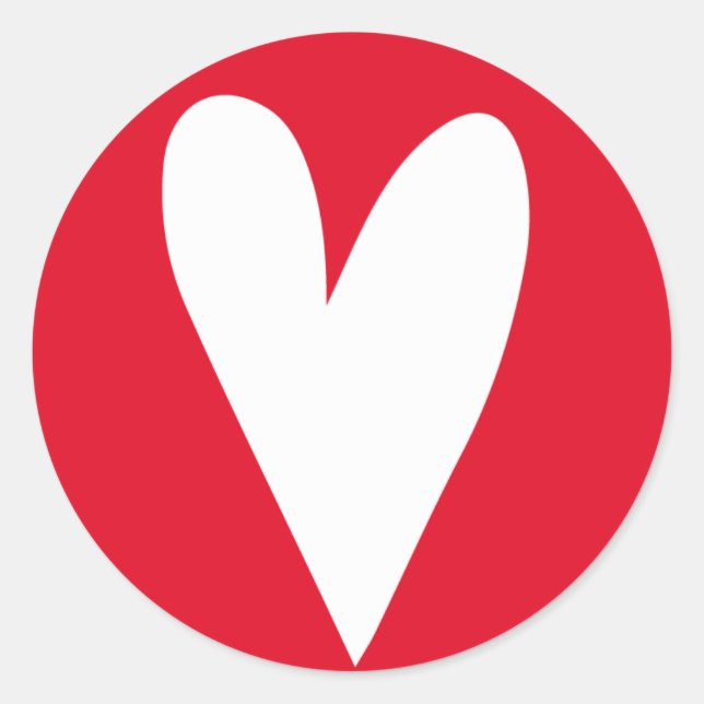 Pegatina Redonda Gran corazón blanco - El día de San Valentín rojo (Anverso)