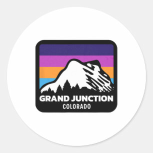 Pegatina Redonda Gran cruce Colorado Esquí Familia Snowboarding