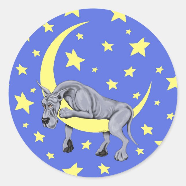 Pegatina Redonda Gran Dane Blue Twinkle - Personalizado (Anverso)