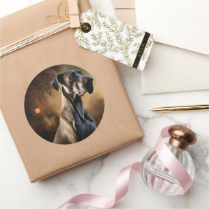 Pegatina Redonda Gran Dane Halloween Scary