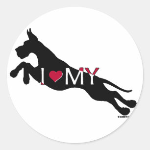 Pegatina Redonda Gran Dane Jumper me encanta mi