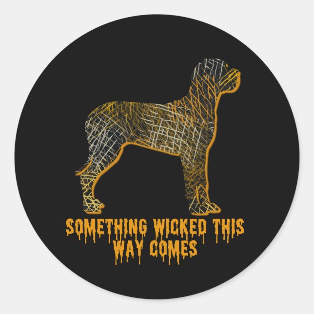 Pegatina Redonda Gran dane perro silueta Naranja divertido negro Ha (Anverso)