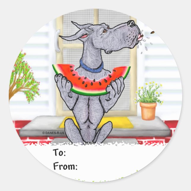 Pegatina Redonda Gran Dane SPIT Blue (Anverso)