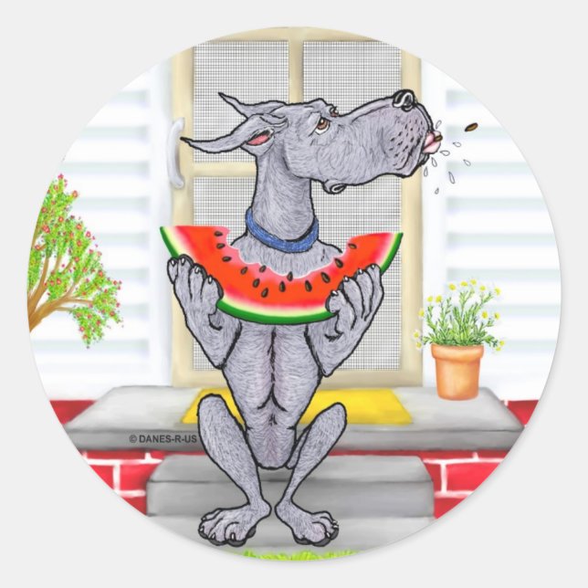 Pegatina Redonda Gran Dane SPIT Blue (Anverso)