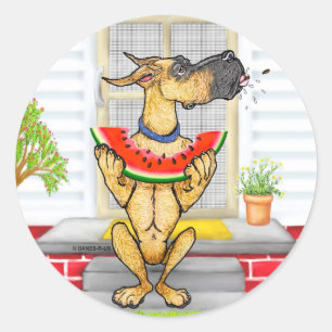 Pegatina Redonda Gran Dane SPIT Fawn