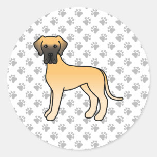 Pegatina Redonda Gran Danés cervato perro de dibujos animados lindo
