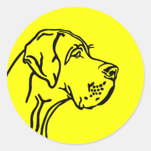 Pegatina Redonda Gran Danés Retrato de cabeza de Dogge Alemán