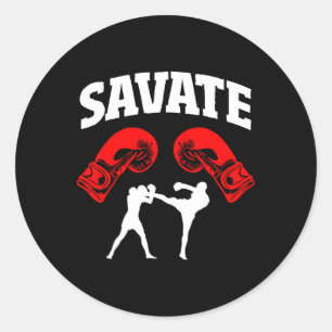Pegatina Redonda Gran diseño de boxeo Savate patada Mma Kickboxing