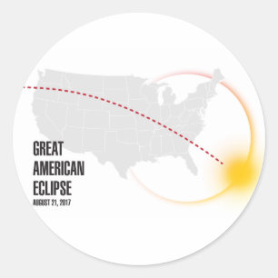 Pegatina Redonda Gran eclipse solar estadounidense 2017