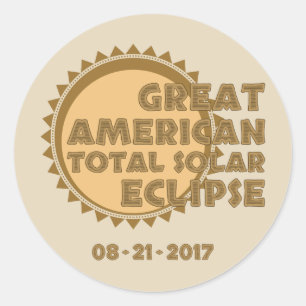 Pegatina Redonda Gran eclipse solar total americano - 2017