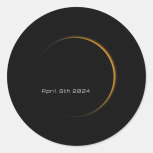 Pegatina Redonda Gran Eclipse Solar Total Estadounidense Del 8 De A