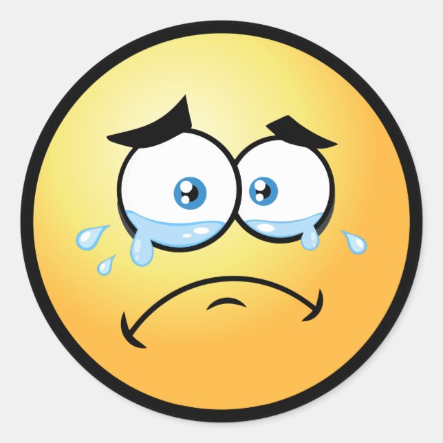 Pegatina Redonda Gran Emoji de llanto (Anverso)