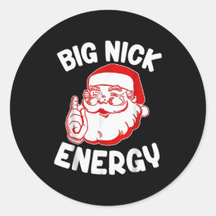 Pegatina Redonda Gran Energía de Nick Divertido Santa Navidad _1