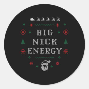 Pegatina Redonda Gran Energía Nick Divertida Navidad Men W