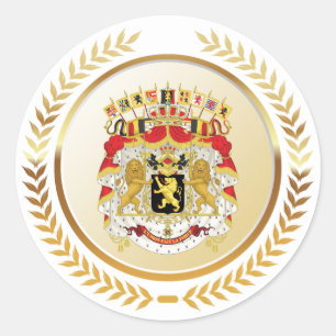 Pegatina Redonda Gran Escudo de Armas de Bélgica