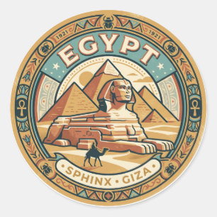 Pegatina Redonda Gran Esfinge de Giza Egipto