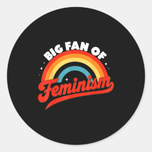Pegatina Redonda Gran fan de los derechos del feminismo -arcoiris r