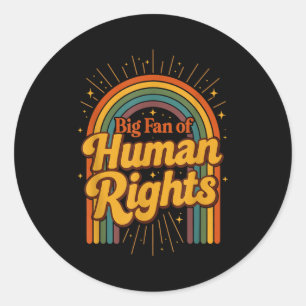 Pegatina Redonda Gran fan de los derechos humanos - arcoíris retro