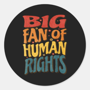 Pegatina Redonda Gran fan de los derechos humanos estilo retro para