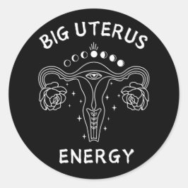 Pegatina Redonda Gran feminista de energía de Uterus
