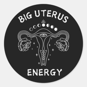 Pegatina Redonda Gran feminista de energía de Uterus