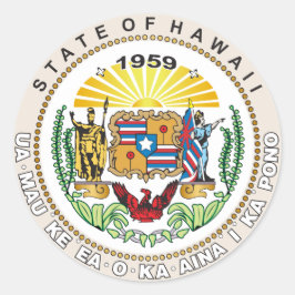 Pegatina Redonda Gran foca del estado de Hawaii