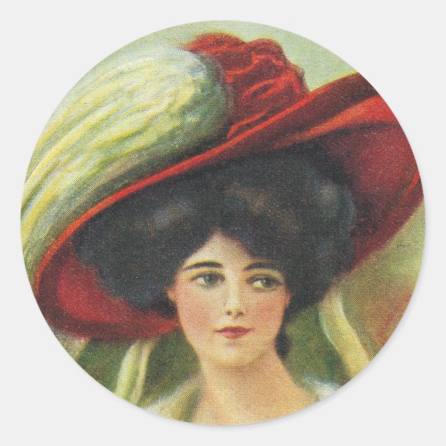 Pegatina Redonda Gran Gorra rojo (Anverso)