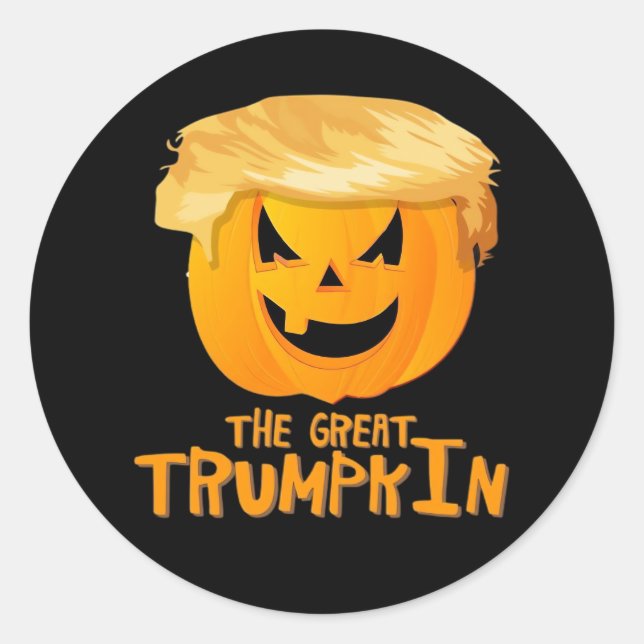 Pegatina Redonda Gran Halloween Funny de Trumpkin (Anverso)