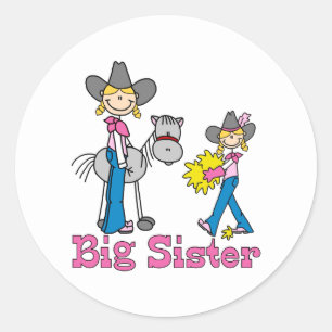 Pegatina Redonda Gran Hermana de las Chicas Vaqueras