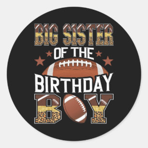 Pegatina Redonda Gran Hermana Del Futbolista De Cumpleaños