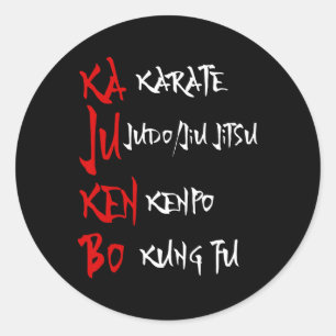 Pegatina Redonda Gran Kajukenbo luchando contra Karate Judo Kenpo K
