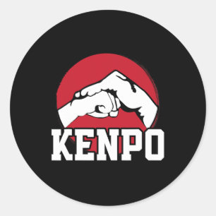 Pegatina Redonda Gran Kenpo Karate Diseño de Puño Marcial Japonés