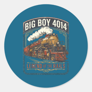 Pegatina Redonda Gran locomotora de vapor Big boy 4014 tren vintage