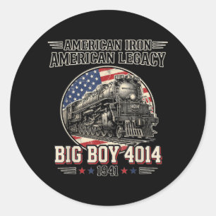 Pegatina Redonda Gran Locomotora de Vapor Vintage Big Boy 4014