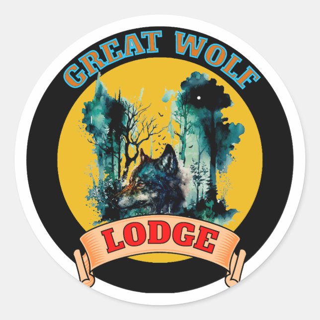 PEGATINA REDONDA GRAN LODGE WOLF (Anverso)