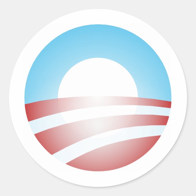 Pegatina Redonda Gran Logotipo De Barack Obama (Anverso)
