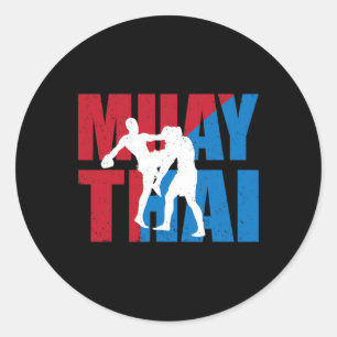 Pegatina Redonda Gran luchador de Muay Thai diseño Kickboxer Mma Tr