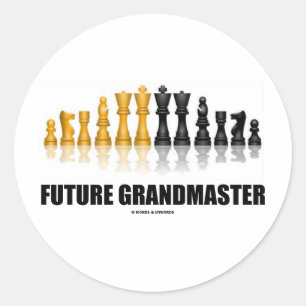 Pegatina Redonda Gran Maestro Futuro (Juego de Ajedrez)