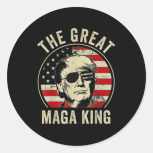 Pegatina Redonda Gran MAGA Rey Trump Biden Política Ultra Mega P