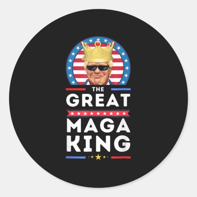 Pegatina Redonda Gran MAGA Rey Trump Biden Política Ultra Mega P (Anverso)