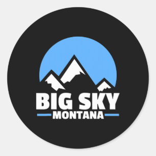 Pegatina Redonda Gran montaña de snowboard Sky Montana
